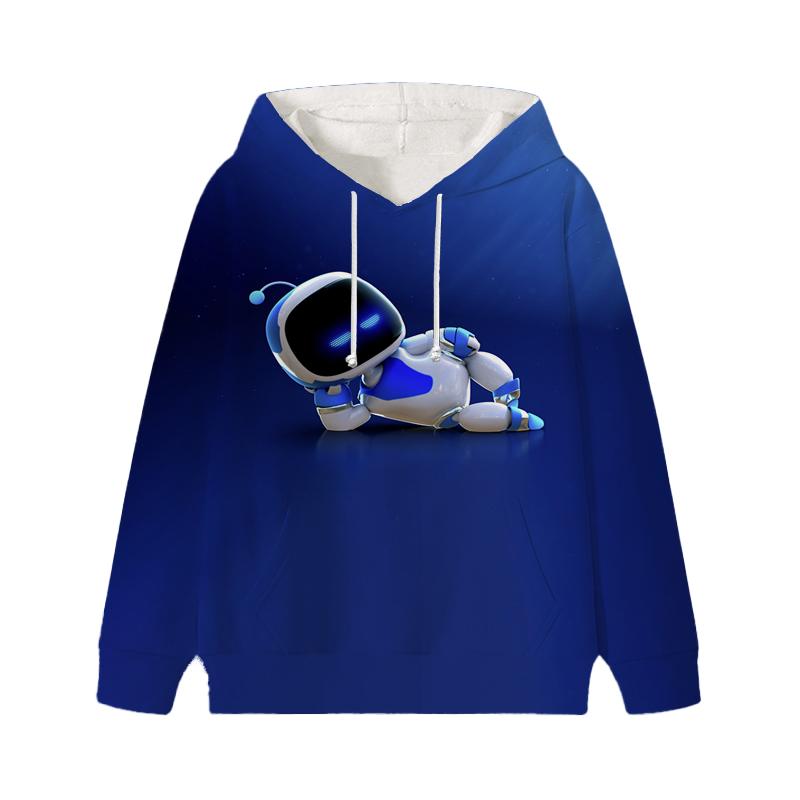 Astro Bot Hoodies Baby Unisex Cartoon Print Long Sleeve Tops Astronaut Toddler Boys Girls Casual Sweatshirts Outfits