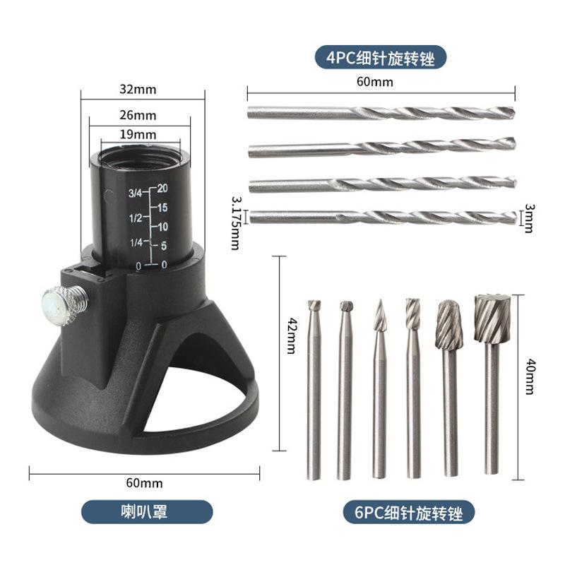 11PCS of high-speed steel woodworking locator electric mill assembly Fried Dough Twists drill horn cover electric accessories