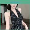 Black Polka Dot Sleeveless Tank Top With 3d Effect For Women And Summer Fashion