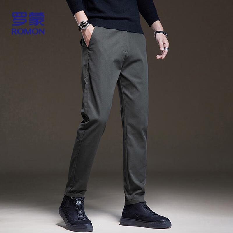 ROMON Men s Casual Business Straight-Leg Stretch Pants 31