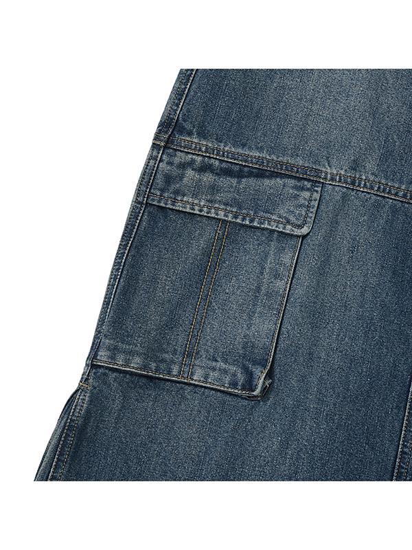 Kirsh Vintage Cargo Denim Long Skirt [Dark Blue]