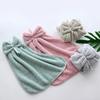Bow Shaped Hand Towel Coral Fleece Bathroom and Kitchen Hanging Towel, Plain Color, Hanging Cloth, Handkerchief