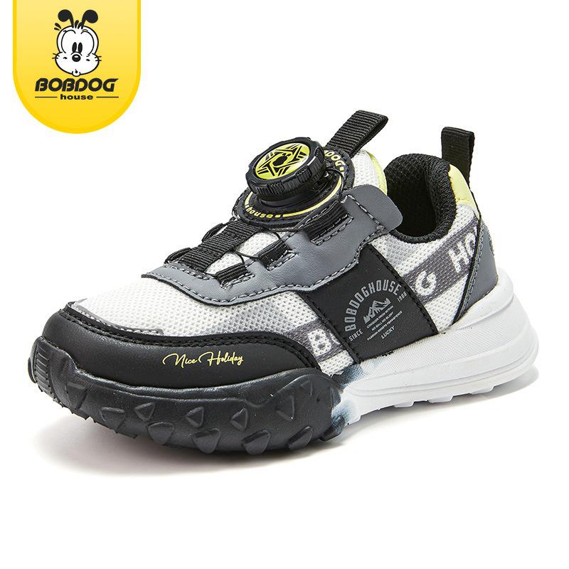 Bobodou Kids Breathable Autumn 2024 Shoes for Girls and Boys - Button and Sports Styles Available Size 26, Insole 16.6cm чёрный/белый