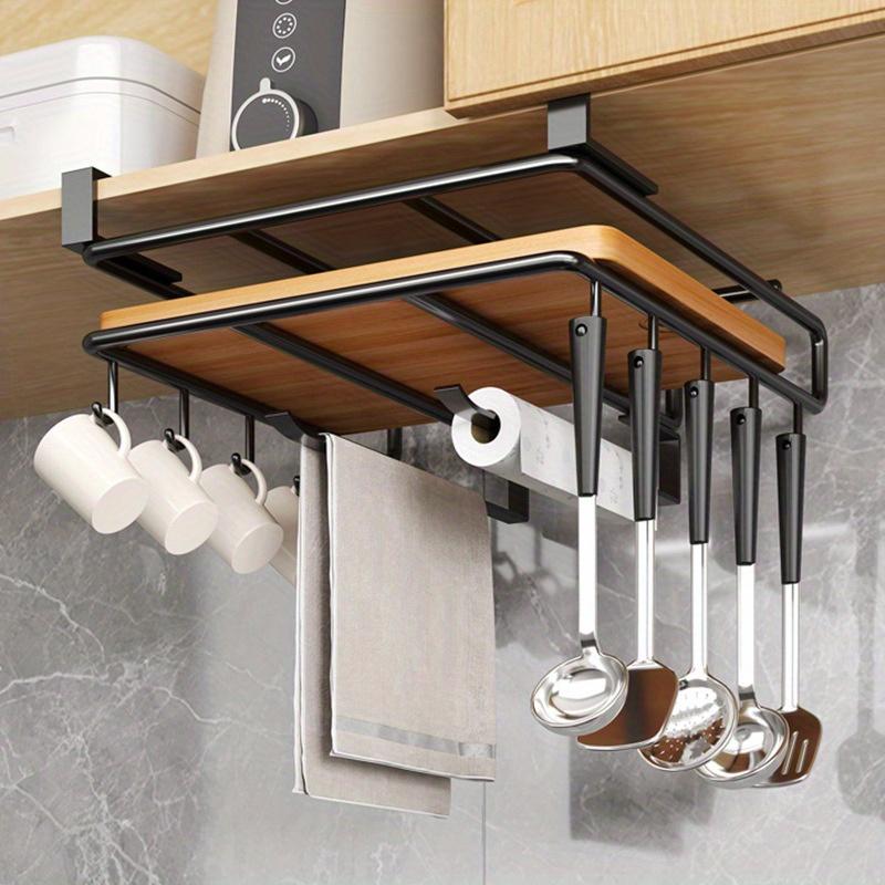 Hanging Rack Under Kitchen Cabinet Household Iron Art Organizing Rack Cutting Board Rack Hook Pot Cover Utensils Storage Rack