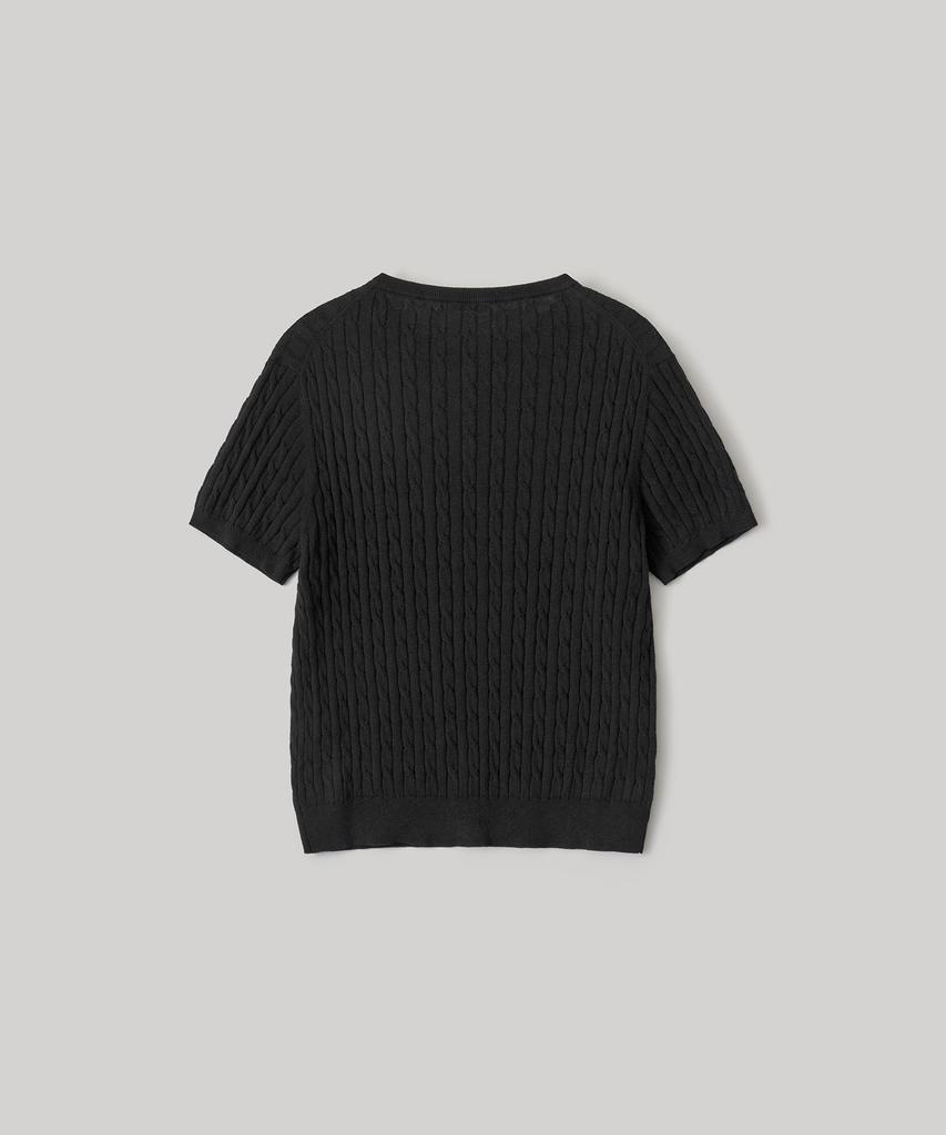 ANOTHER OFFICE WOMEN W. Henley Neck Cable Knit (Black)