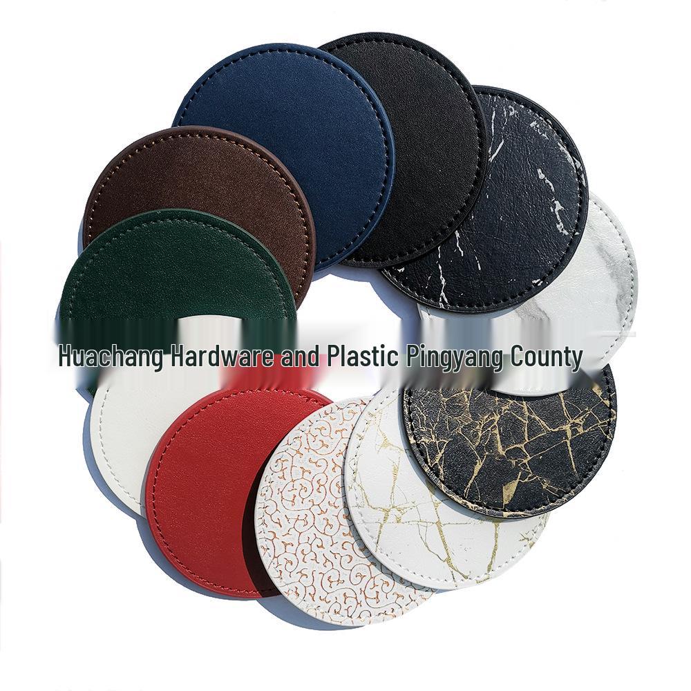 PU Heat-Resistant Non-Slip Round Leather Coaster Placemat - High Temperature Insulation Pad