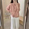 Sweet Soft Waxy Knitted Cardigan Top Women's Autumn and Winter New Color Buckle Loose Gentle Wind Sweater Jacket