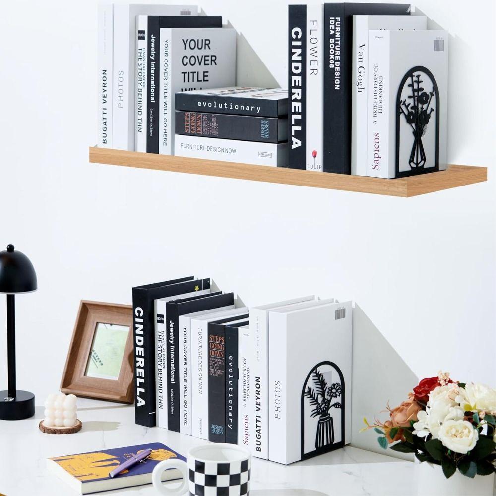 2Pcs Anti-Slip Office Supplies Hollow Book Rack Stand 2025 Metal Bookends