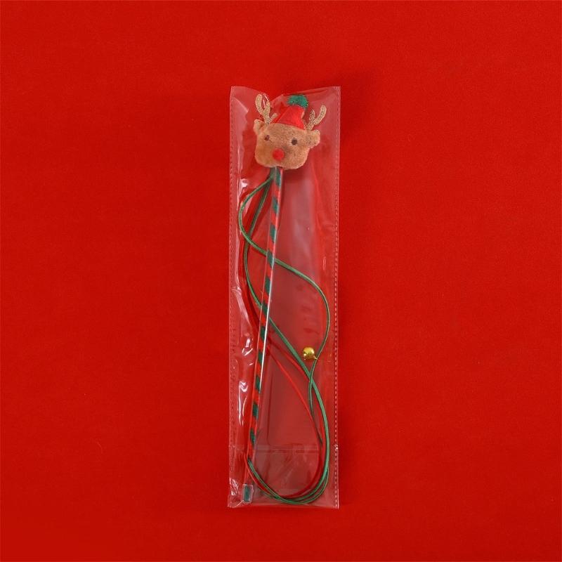 Lovely Cat Plush Toy Cat Wand Toy Fishing with Plush Reindeer for Indoor Cats Kitten Playing Teaser