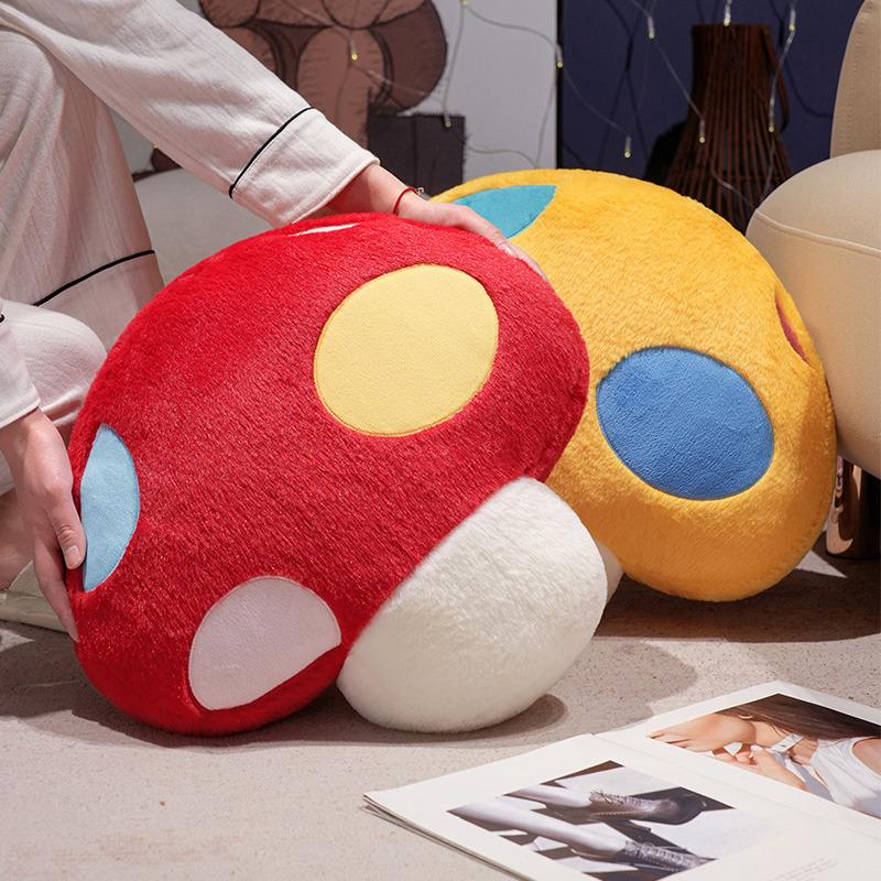 45Cm Plush Mushroom Plant Pillow Stuffed Colorful Seat Cushion Throw Pillow Red Yellow Green Brown Blue Pink Decoration Gift