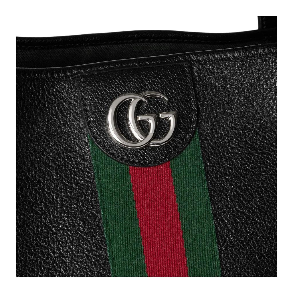 Gucci Ophidia Web Detail Double G Logo Soft Leather Tote Bag Men Tote Bags Black 834463-AAE1A-1042