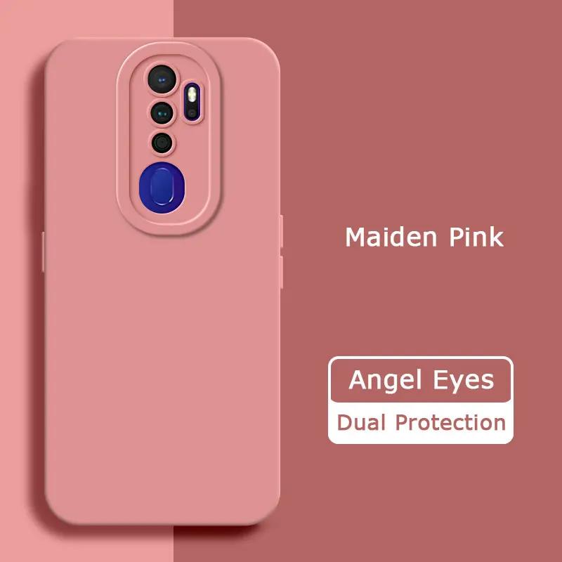 Angel Eyes Square Liquid Silicone Phone Case for OPPO A5 A9 2020 A11 A11X Camera Protective Soft Shockproof Back Cover Armor Bag