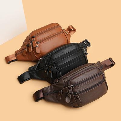 Gürteltasche für Herren aus Rindsleder, Umhängetasche aus echtem Leder, Brusttasche, modisches weiches Leder, modische Sporttasche.