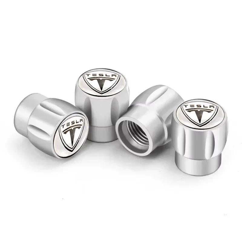 

Car Sticker Tesla 4pcs Alloy Car Wheel Tire Valve Stem Decorative Caps for Tesla Logo Model X ModelS Y Model3 Roadster P85D P90D