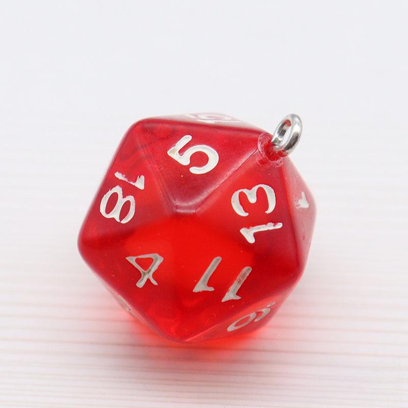 20-Sided Transparent Dice Charm Set: Solid Color, Multifunctional Accessories for Keychains, Earrings, and DIY Projects
