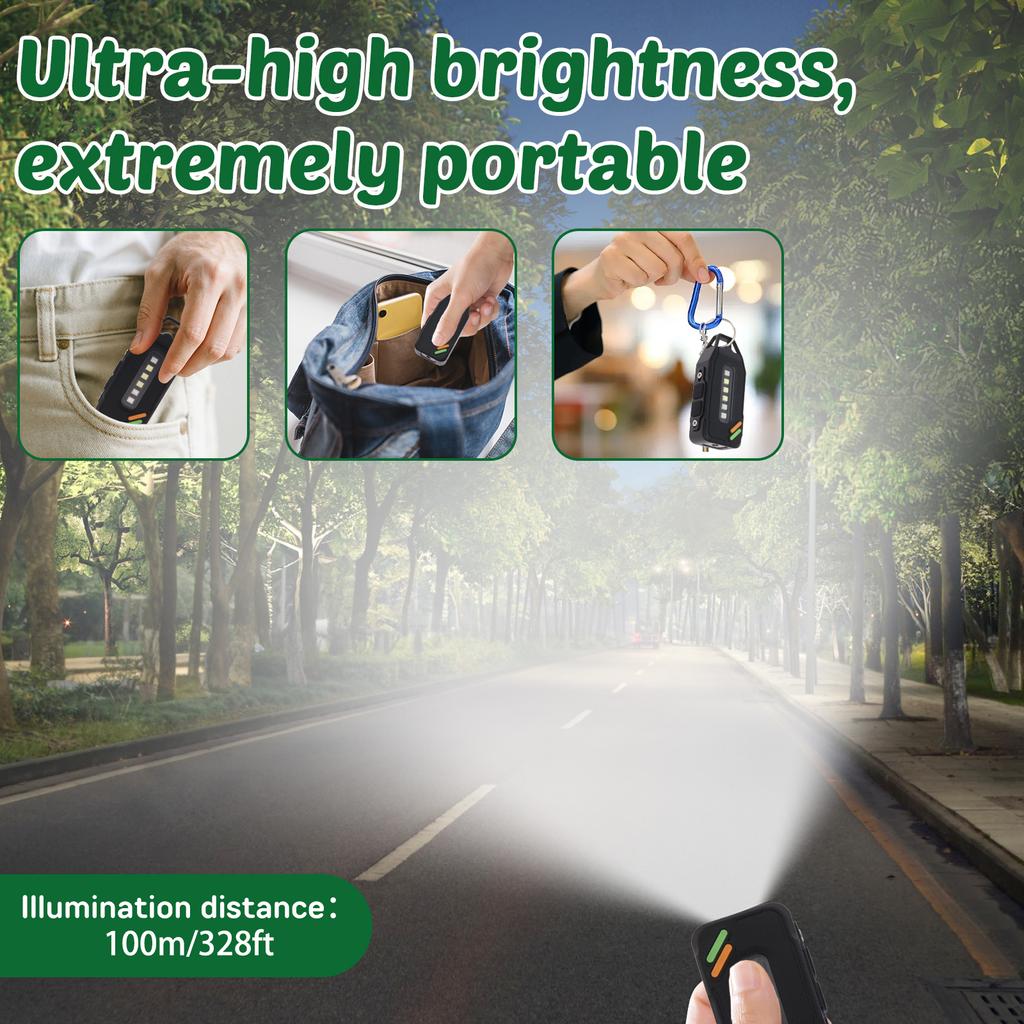 Rechargeable LED Keychain Flashlight USB-C Rechargeable 600Lm Portable Mini Torch Light Pocket Lantern Flood Work Light