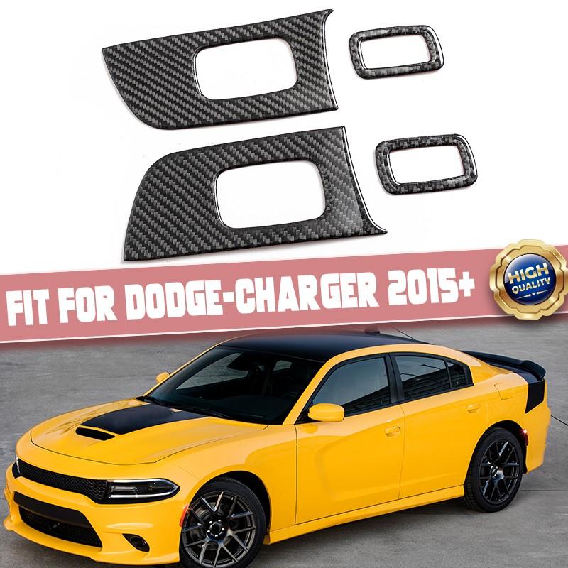 Real Carbon Fiber Window Lift Switch Panel Cover Trim For  2015-22 Dodge Charger
