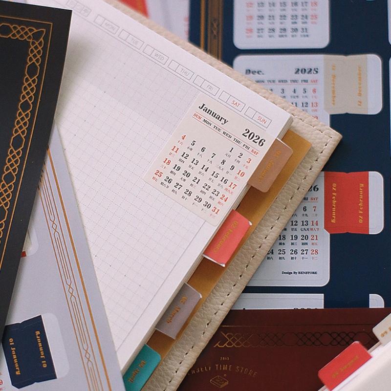 Selfs Adhesive Tab Stickers Monthly Calendar Index Tab for Planners,Journal,Notebook,Agendas Organizers Office Supplies