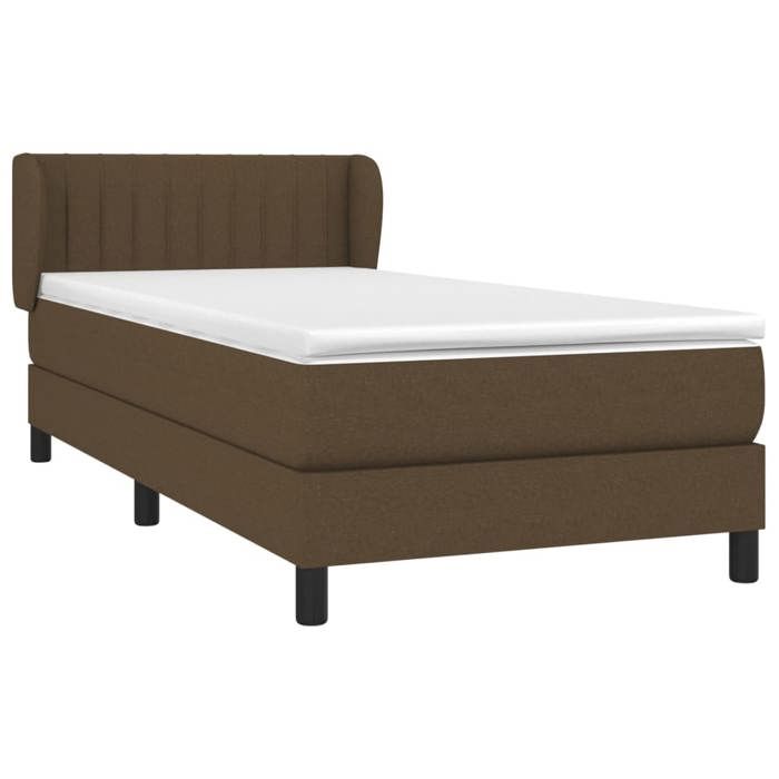 3126368 vidaXL Lit à sommier tapissier avec matelas Marron foncé 90x190 cm