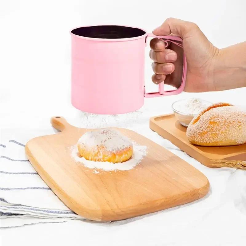 Stainless Steel Mesh Sieve Colander Crank Sifter 1 Pcs Powder Flour Baking Tool Icing Sugar Kitchen Tools Cocina Knife