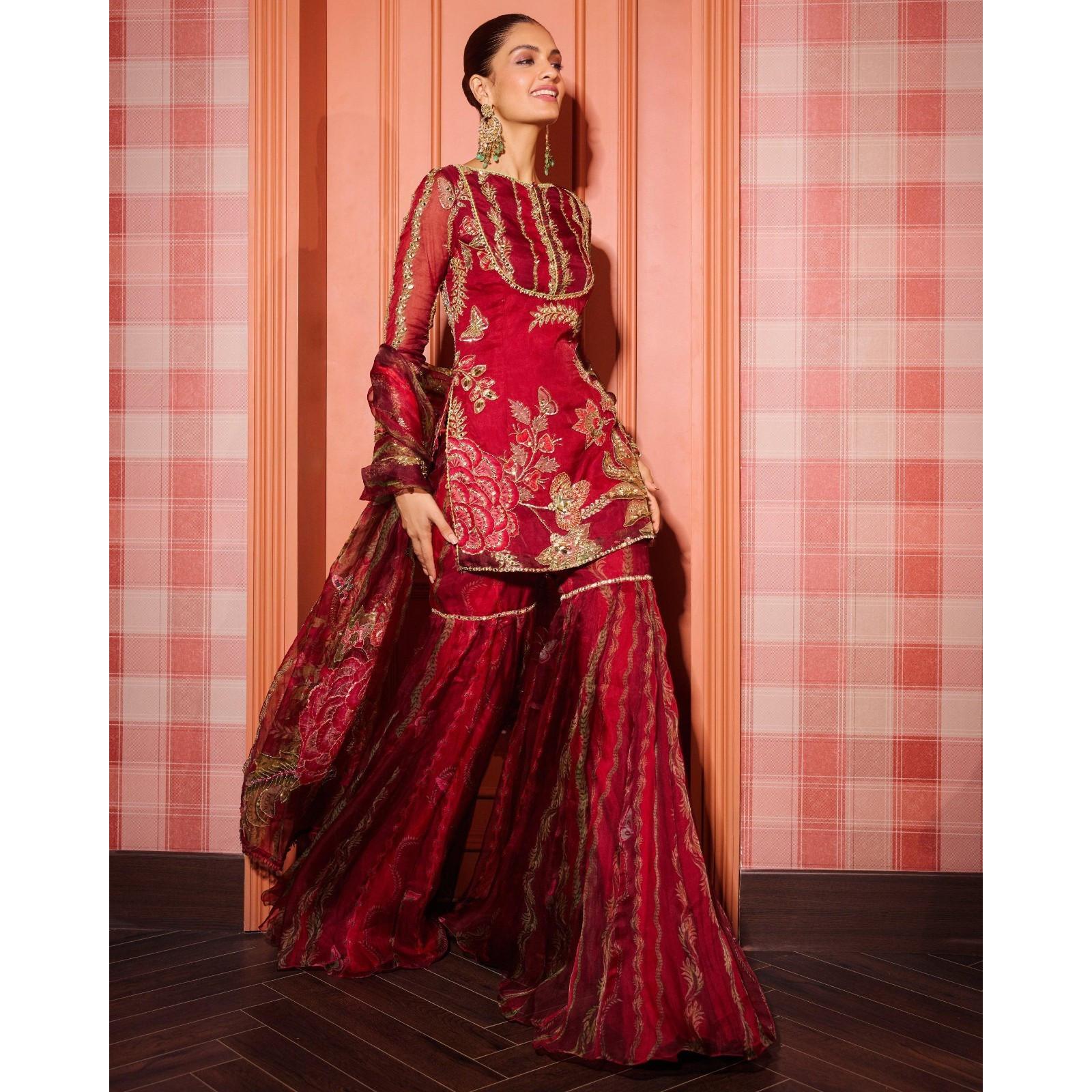 Bollywood Wedding Party Wear Salwar Kameez Indian Pakisatni Ethnic Sharara Suit L-40