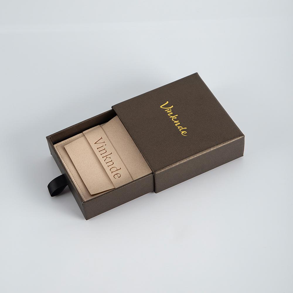 24/50/100Sets Custom Logo 9x9x2.5cm Jewelry Drawer Box 8x8cm Microfiber Strip Bags Can Debossed Logo For Earrings Rings Necklace