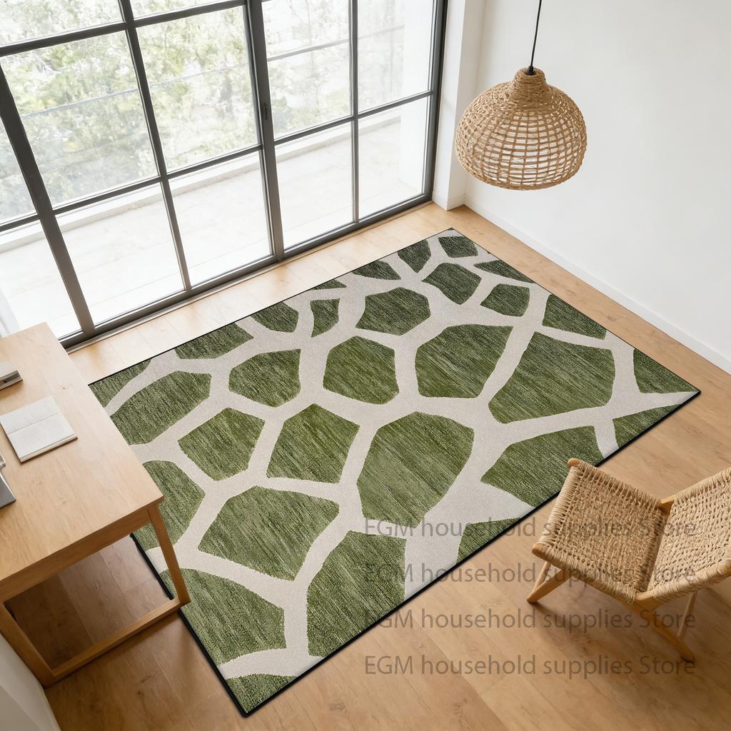 Retro Green Carpet Abstract Living Room Decoration Soft Rugs Bedroom Anti-slip Washable Customizable Dining Room Floor Mat Study