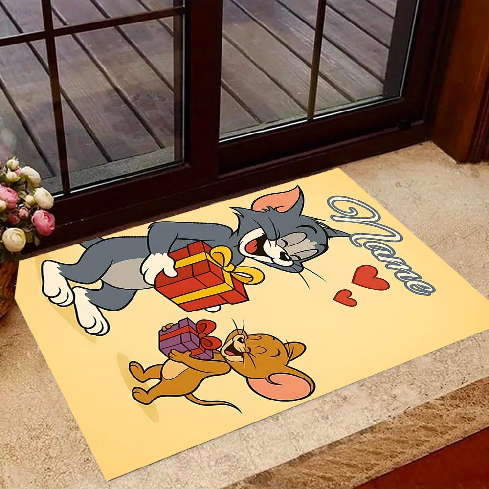 Looney Tom Jerry's Valentine Customized Name Floor Rug Office Rug Design for Balcony Living Rooms Study room Hallway Antislip Carpet Office home decor