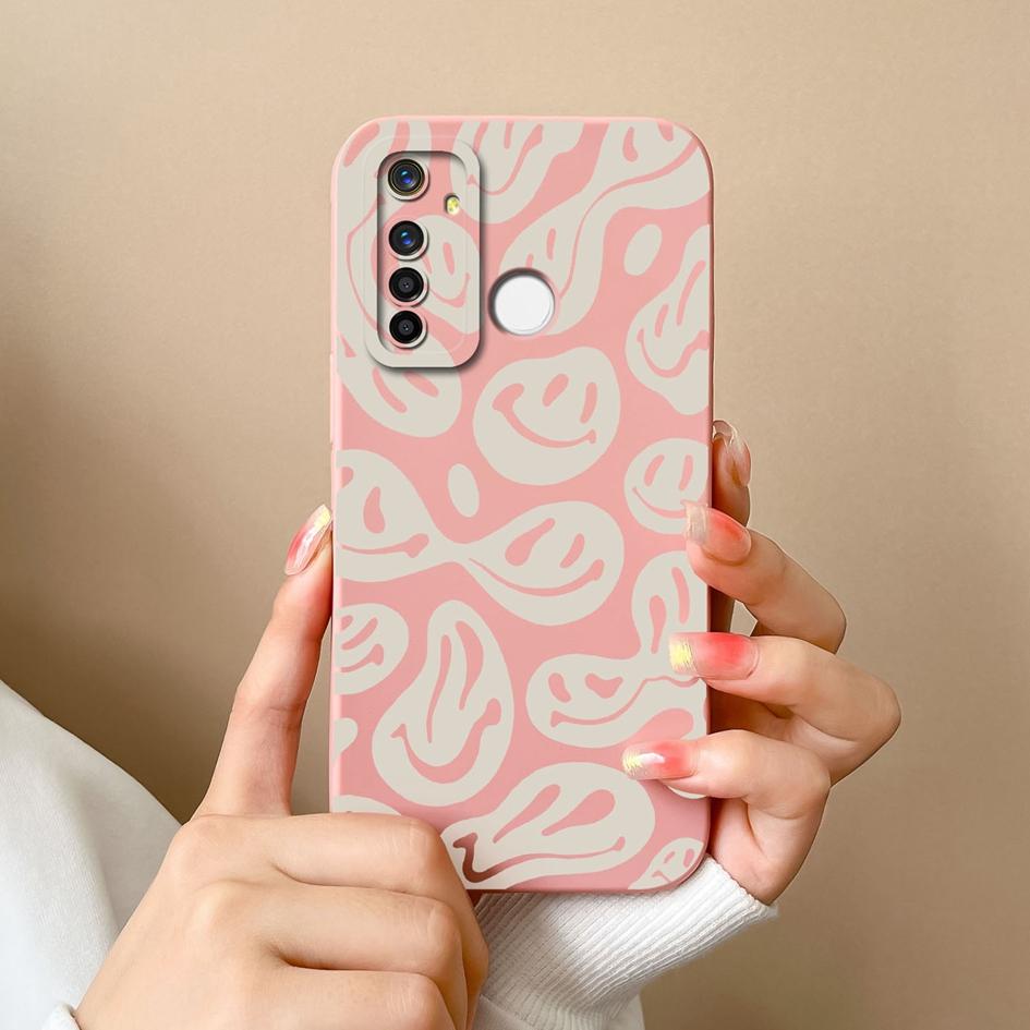 Für Oppo Realme Q3 Q3i V15 Q5i X2 X7 Q5 Q V13 A5 Pro F29 Handyhülle Pop-Etikettenmuster Weich Glatt Flüssigsilikon Linsenschutzhülle Für Oppo Hülle