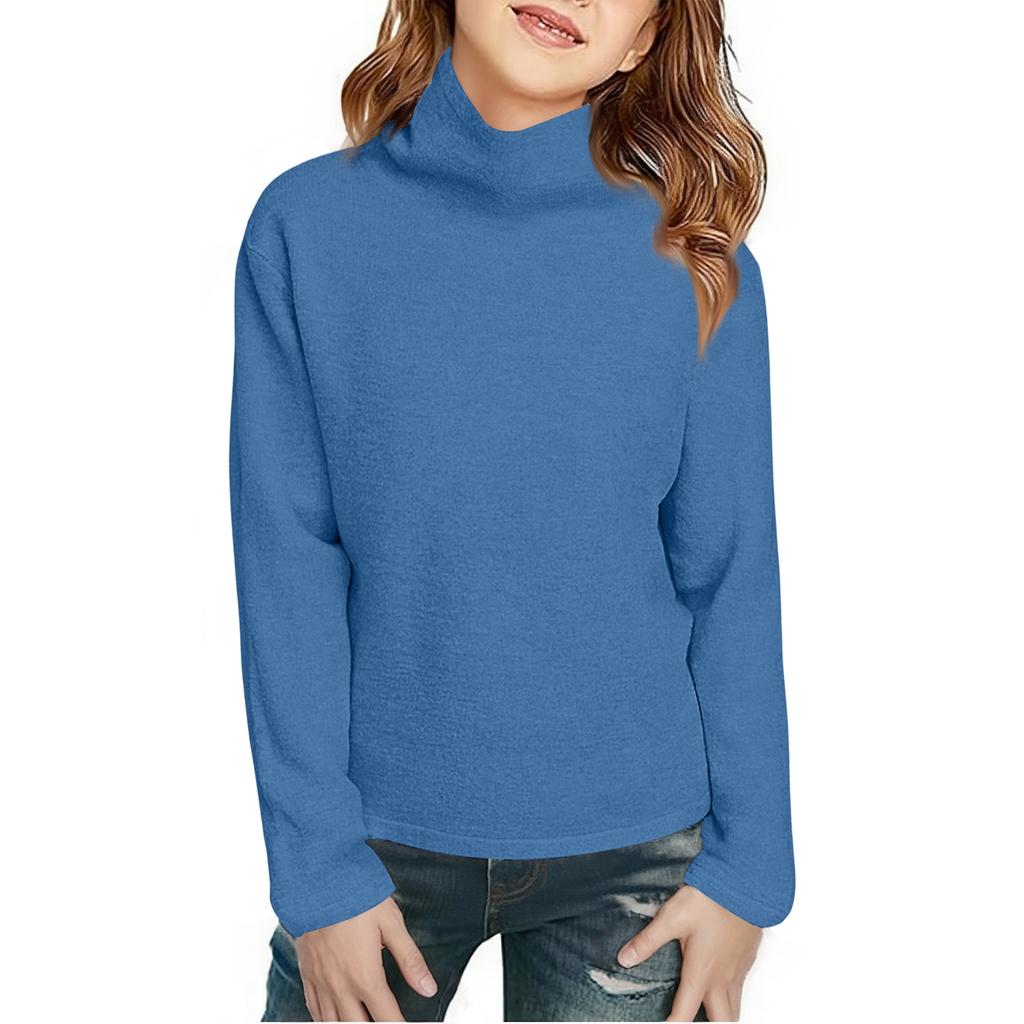 Children's Fashionable Casual Fleece Turtleneck Long-sleeved Top