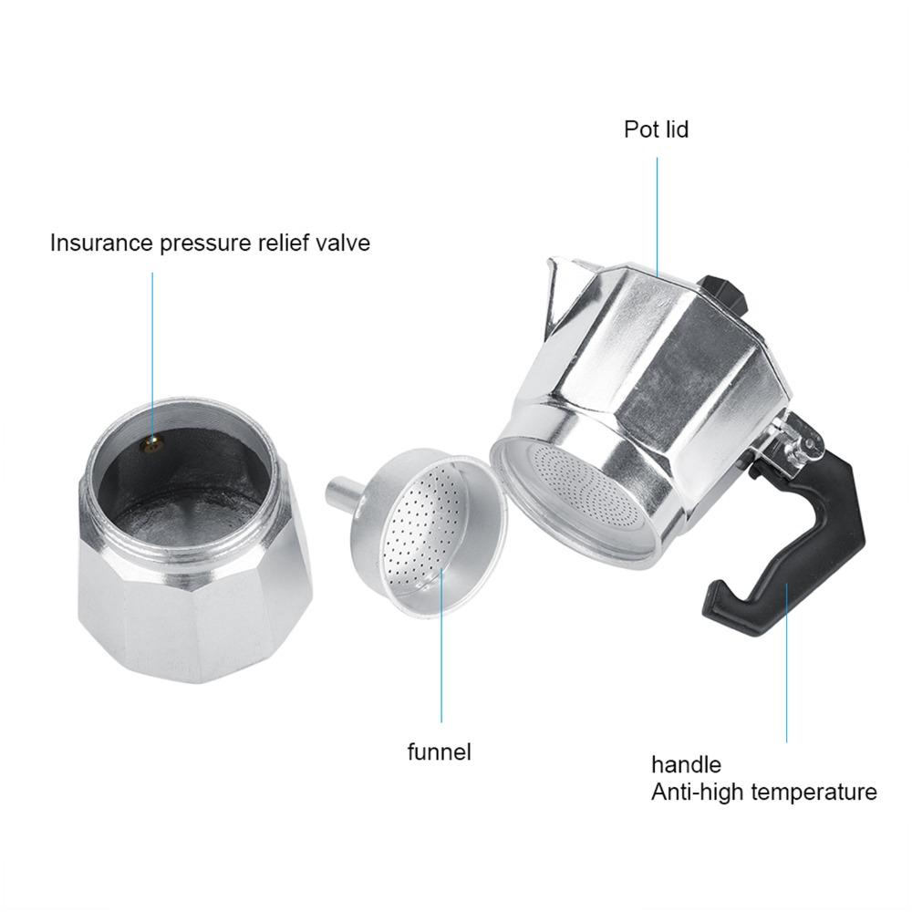 Aluminum Moka Pot 2 Cup Size Italian Coffee Maker Stovetop Coffee Percolator  Cafe Brewing