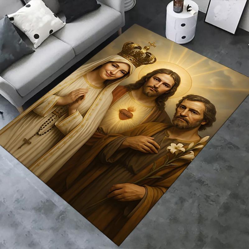 1pc Virgin Mary,Jesus Christ,Saint Joseph Office Carpet Soft Polyester Entrance Carpet Washable Non