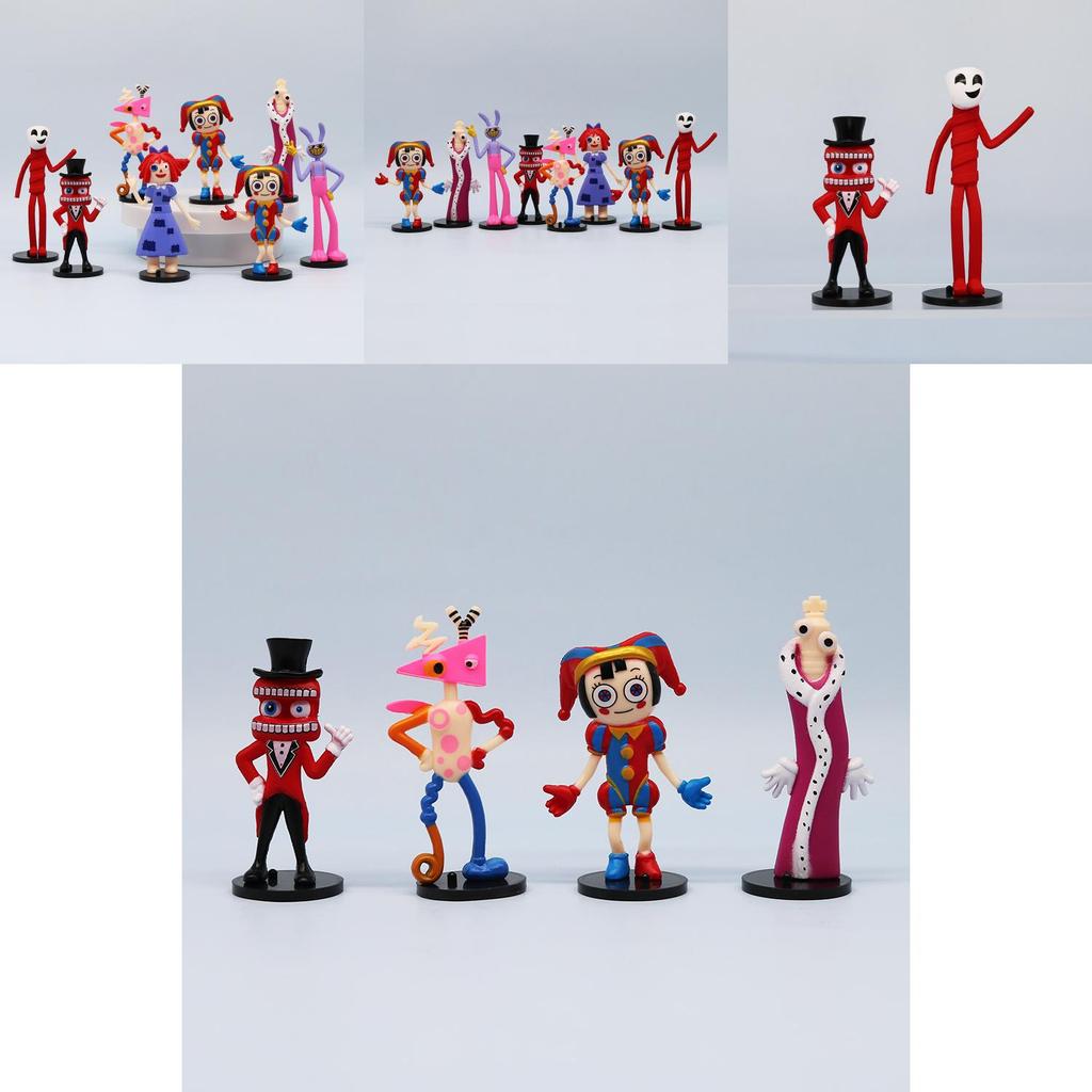 Magisches Zirkus-PVC-Figurenset: Hase, Clown, Cartoon-Kuchendekoration, 8 Figuren, 11 cm