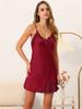 Cheibear Silk Cami Night Dress and Satin Pajama Set with Size M Women's 2-Piece Robe, Red,