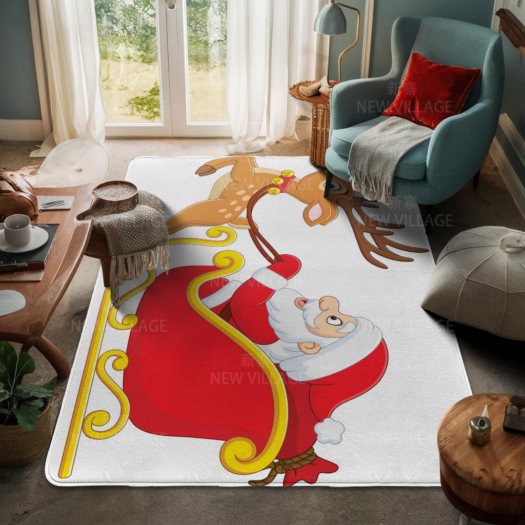 House Entrance Carpet Home Door Mat Living Room Bath Foot Bathroom Non-slip Water Absorption Rugs Bath Merry Christmas Winter