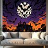 Scary Halloween Backdrop Banner-Castle with Bats&Full Moon for Indoor/Outdoor Parties,Graduation,Halloween Decor,Event