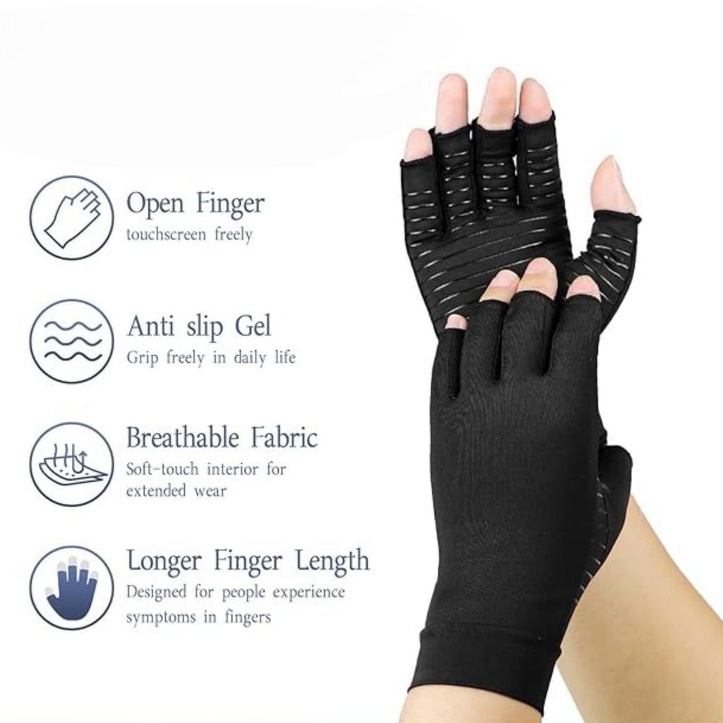 Rękawiczki Unisex z odkrytymi palcami - Ulga w bólu stawów podczas jazdy na rowerze, prowadzenia samochodu, ćwiczeń, treningu i fitness