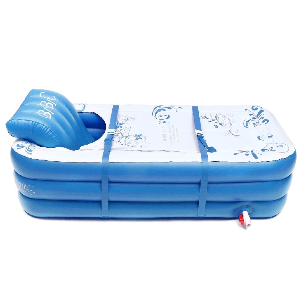 Neu Blau Große Größe Aufblasbare Badewanne SPA PVC Faltbar Tragbar Für Erwachsene Mit Luftpumpe Haushalt Aufblasbare Wanne