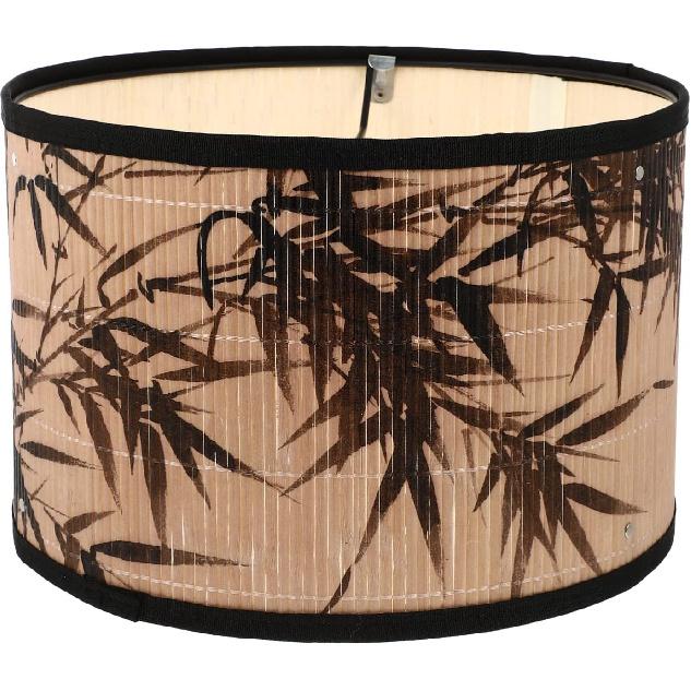 Drum Lamp Shade, E27 Vintage Lampshade Bamboos Pattern Chandelier Lamp Cover Replaceable Light Accessories for Pendant Floor Light, 30X30x20CM