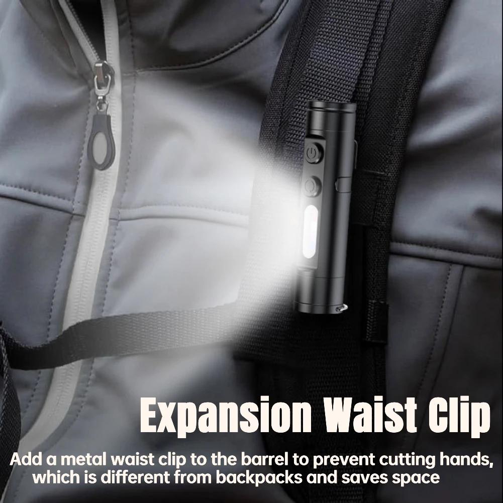 Taclite Mini Flashlight W/Hat Clip Portable USB-C Rechargeable Flashlight 300mAh Work Inspect Light Magnetic Outdoor Micro Tools