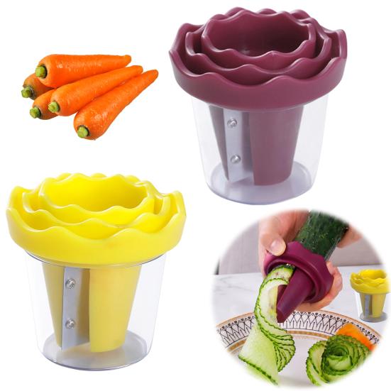 Vegetable Roll Slicer Spiral Curler, Stainless Steel Blade Handheld Twister, Creative Home Cooking Accessory Rotatable Fruit Cutter for