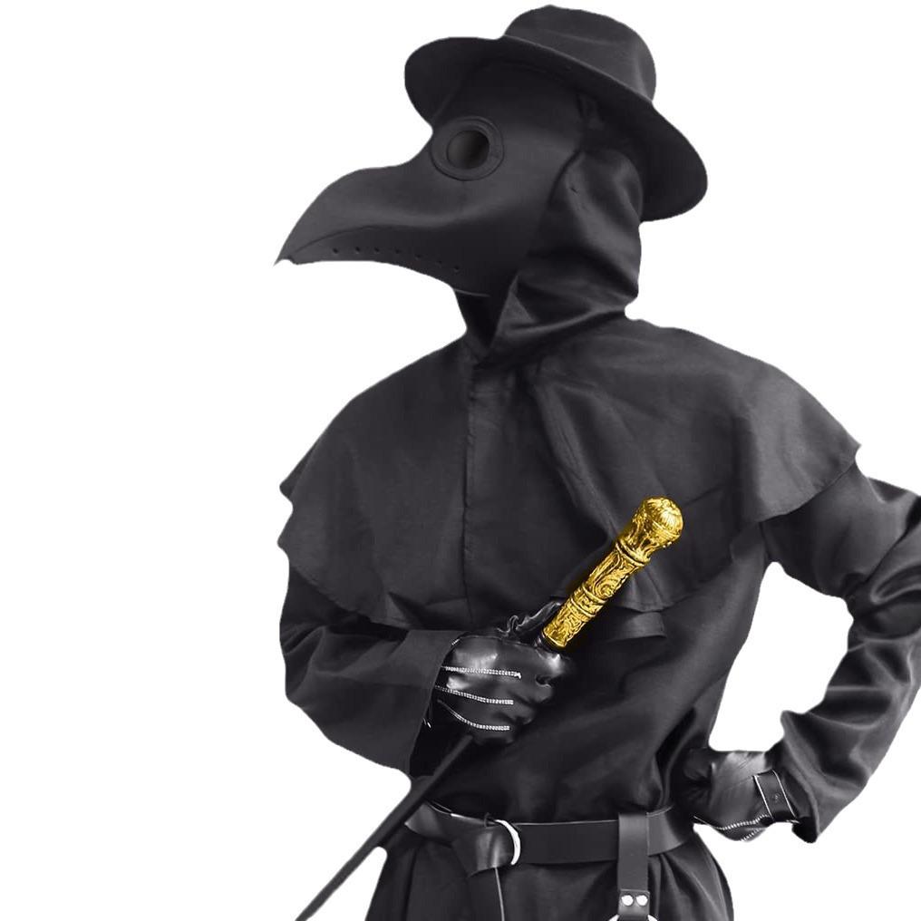 Halloweenský kostým morového doktora s maskou s ptačím zobákem