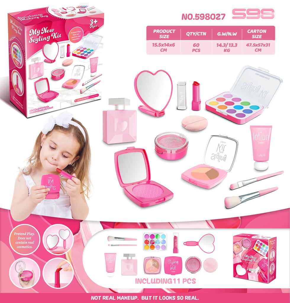 Girl Children Simulation Cosmetics Princess Makeup Lipstick Nail Play House Toy Set (Non-Smear)