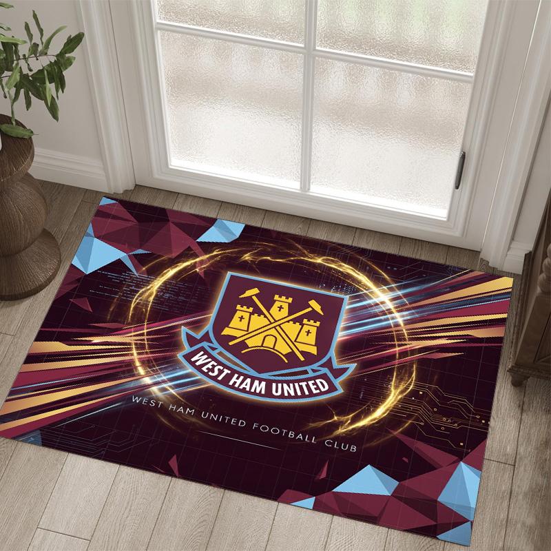 West Ham United Football Design Crystal Velvet Carpet Cozy Non?Slip Printed Rug For Bedroom Living Room Entrance