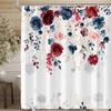 Red Floral Blossom Shower Curtain for Bathroom Plum Asian Japanese Cherry Blossoming Weeping Flower Bathtub Decor Waterproof