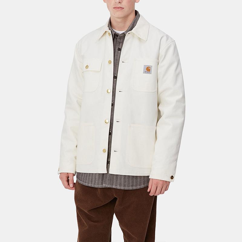 Carhartt WIP FW24 Michigan Coat Classic Square Label Button Long Sleeve Jacket Unisex Jacket Off-White I015261-0DJ-01