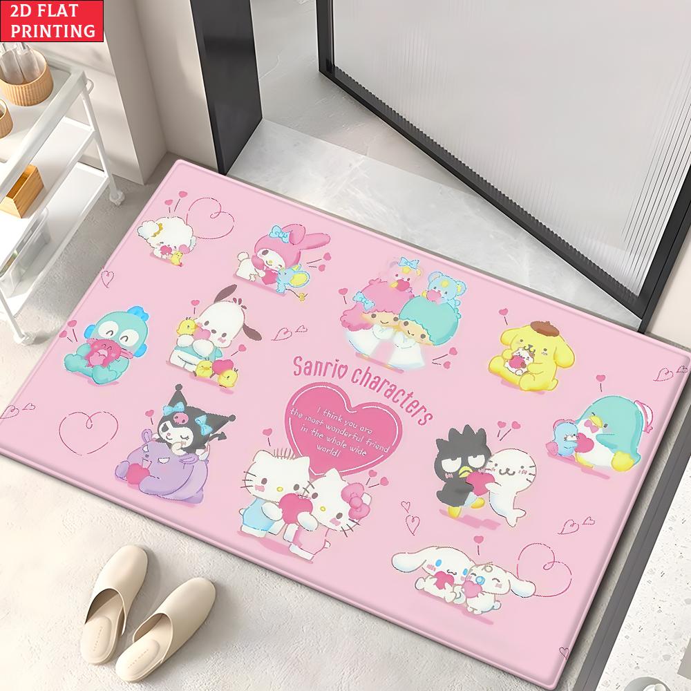 Kawaii Cute Magical Animal Doormat, 2D Print Non-slip Floor Mat,Pink Sweet Entrance Rug for Girls Bedroom Living Room Decor Gift