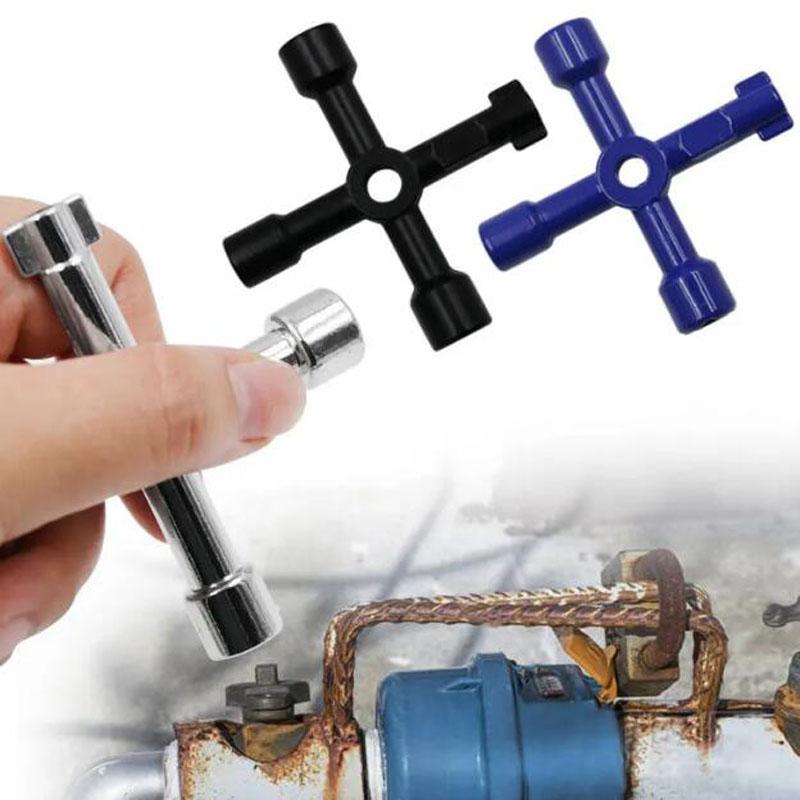 4 In 1 Multifunction Electrician Plumber Utility Cross Switch Wrench Universal Square Triangle Key for Gas Train Bleed Radiator