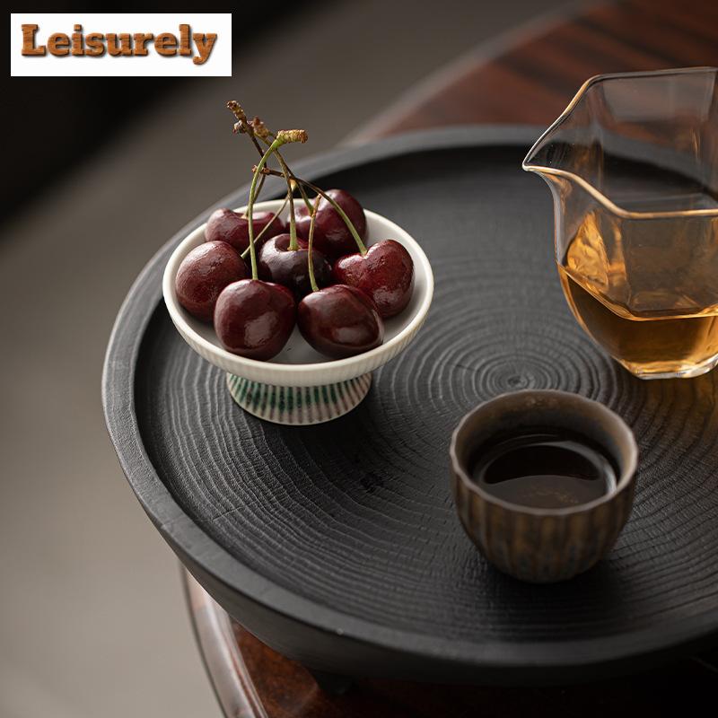 Retro Kiln Change Gilded Ceramic Fruit Dishes Elegant Mini Pastry Plate Fruit Plate Household Hospitality Dishes Tray Ornaments