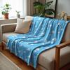 Light Blue Polka Dot Bow Soft Flannel Blanket Breathable Warm Throw for Office Car Sofa Kids Room Birthday Xmas Gift